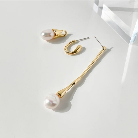 Irregular Pearl Drop Earrings - Picture 2 of 4